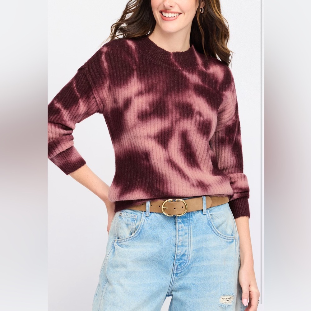 Tie-Dye Crew Neck Sweater - Purple